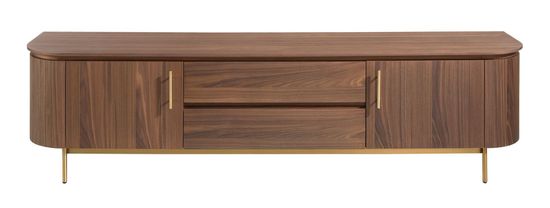 Тумба под ТВ 3227/413F из орехового дерева и золотистой стали цвет натуральный