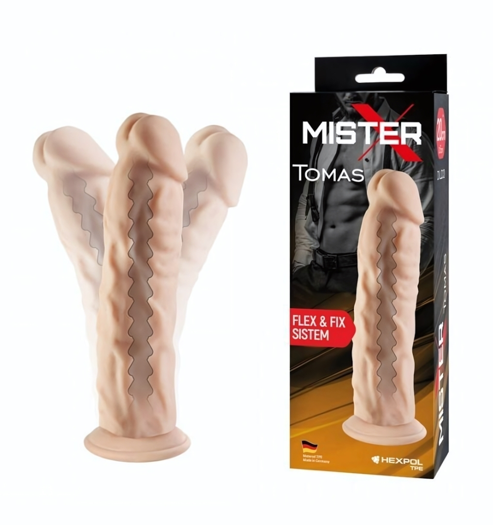 Телесный фаллоимитатор на присоске с гибким хребтом Tomas (Цвет: телесный)
