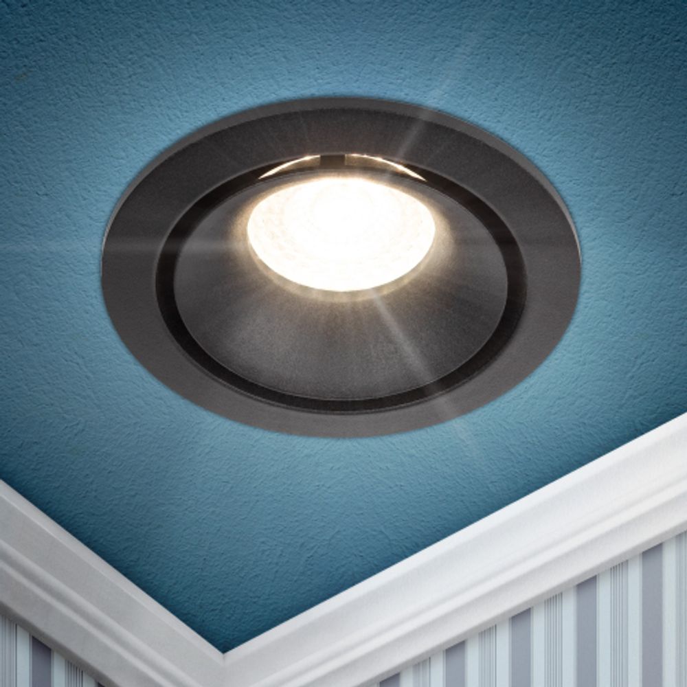 Встраиваемый светильник алюминиевый ЭРА KL100 BK MR16 GU5.3 черный | Алюминиевые встраиваемые светильники