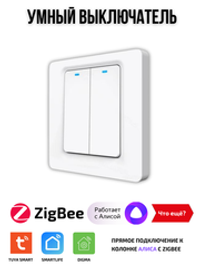 Умный выключатель ZigBee двухклавишный для Алисы