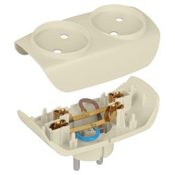 Разветвитель электрический ЭРА SP-2-I на 2 розетки без заземления 16А слоновая кость | Тройники