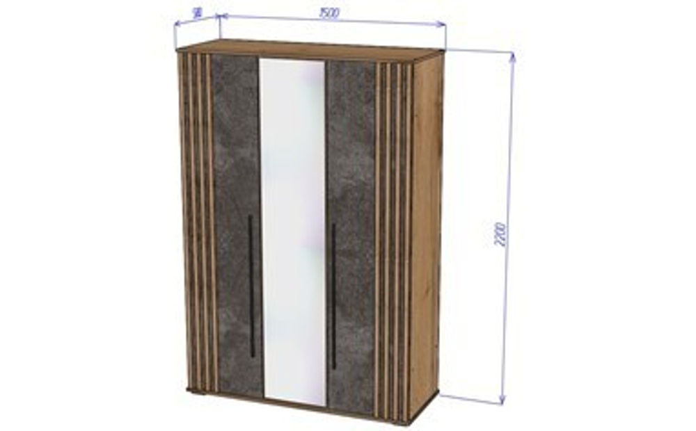 Марракеш Шкаф 3х ств. 1500 Дуб вотан / Цемент темный