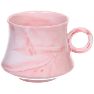 Чайная пара «Мрамор» (кружка 200мл+блюдце), розовая