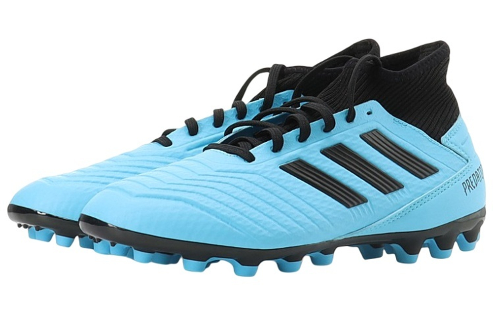 Adidas Predator 19.3 round head comfortable AG (rubber short nails) artificial turf PU leather microfiber shock absorption non-slip wear-resistant football shoes men's black and blue