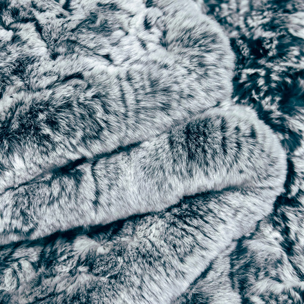 "Вязаный" плед из натурального меха рекс 200*150 см (серый сноутоп, окрас меха в два тона)