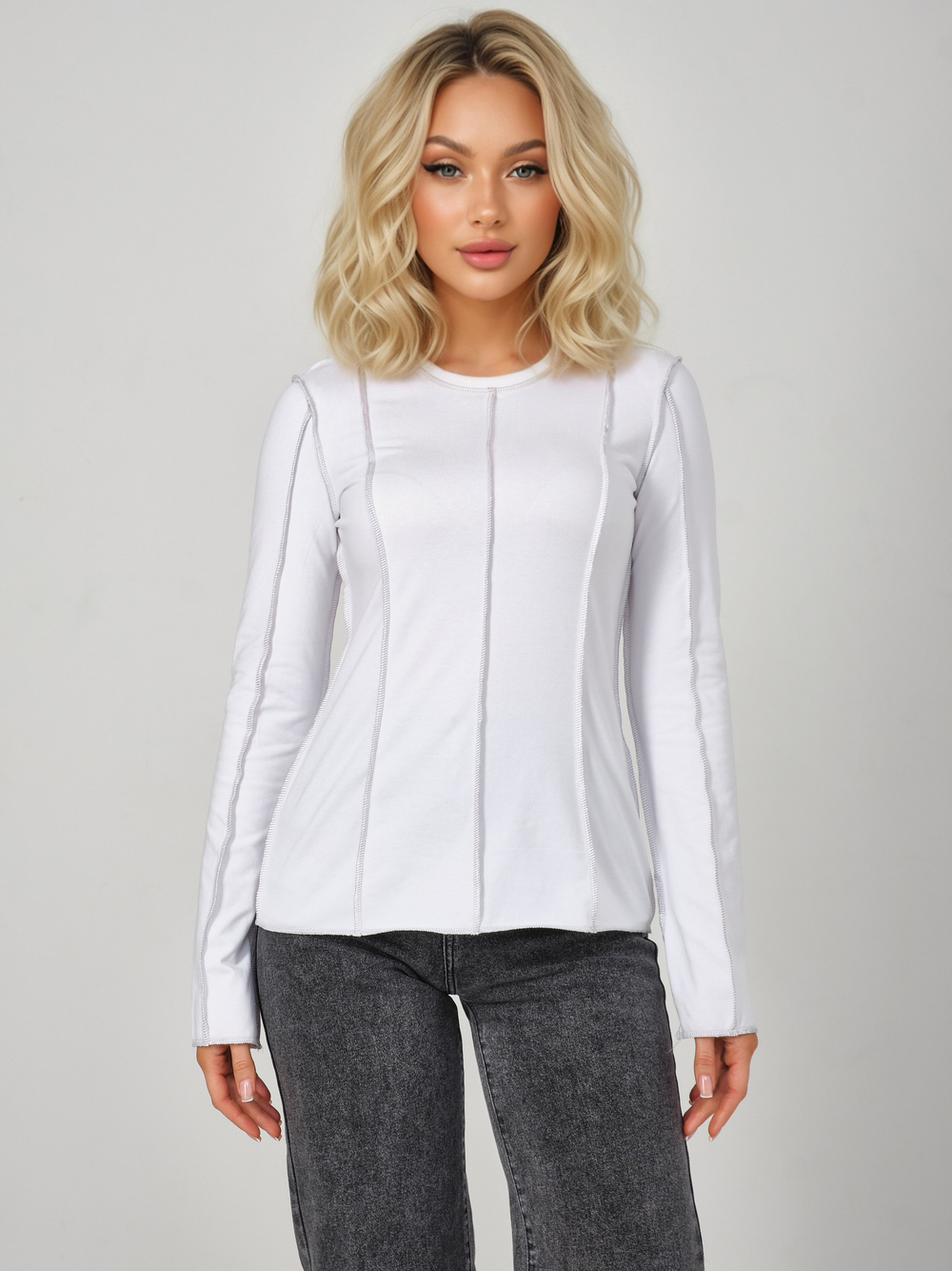 Лонгслив гранж со швами наружу