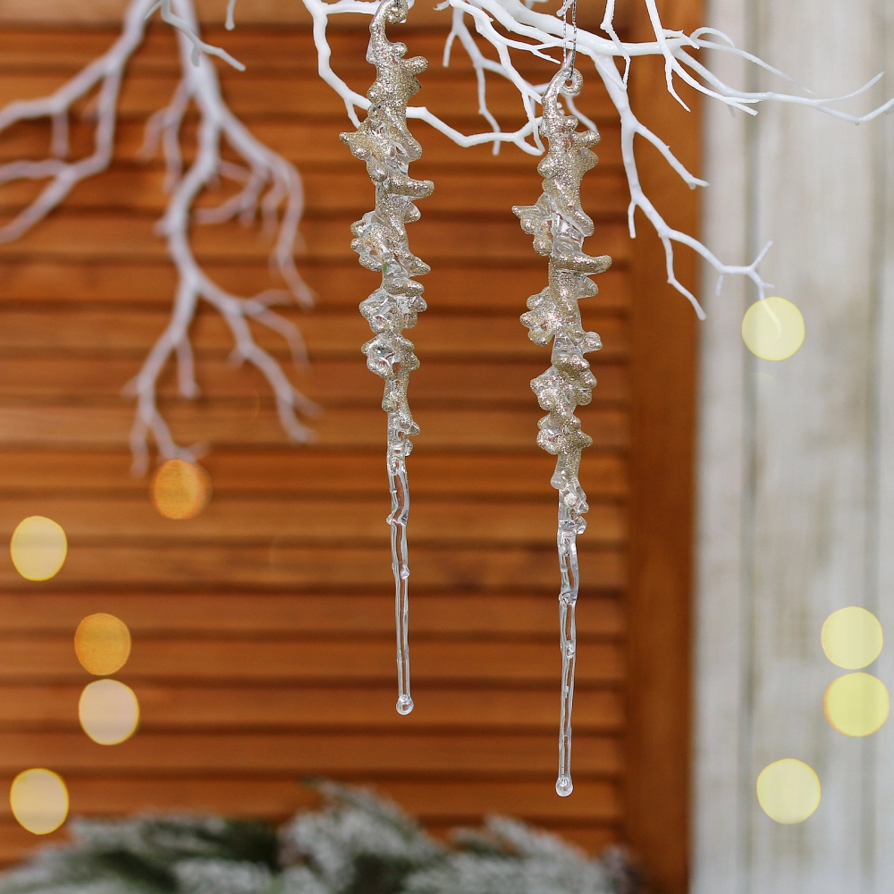 Подвеска «Кристальная сосулька» 26 см (набор 2 шт), Шампань