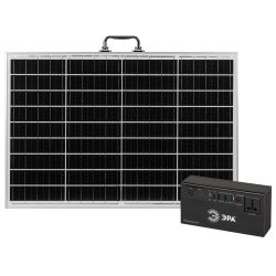Портативная солнечная электростанция ЭРА ERAZS-01 (комплект), 200 Вт, 32400 мАч, Li-ion. Солнечная панель 50 Вт