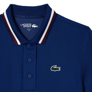 Женское поло Lacoste Pique Contrast Striped Collar - небесный