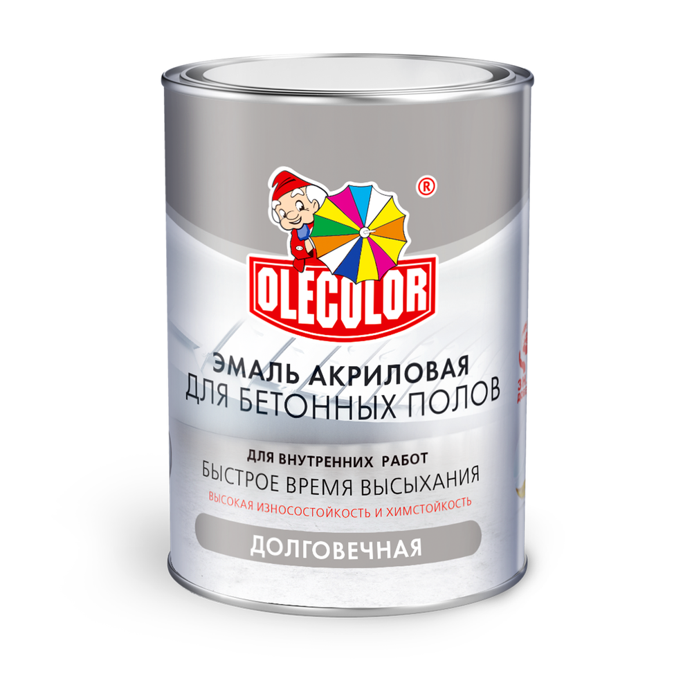 Эмаль акриловая для бетонных полов серый 3,5кг OLEKOLOR