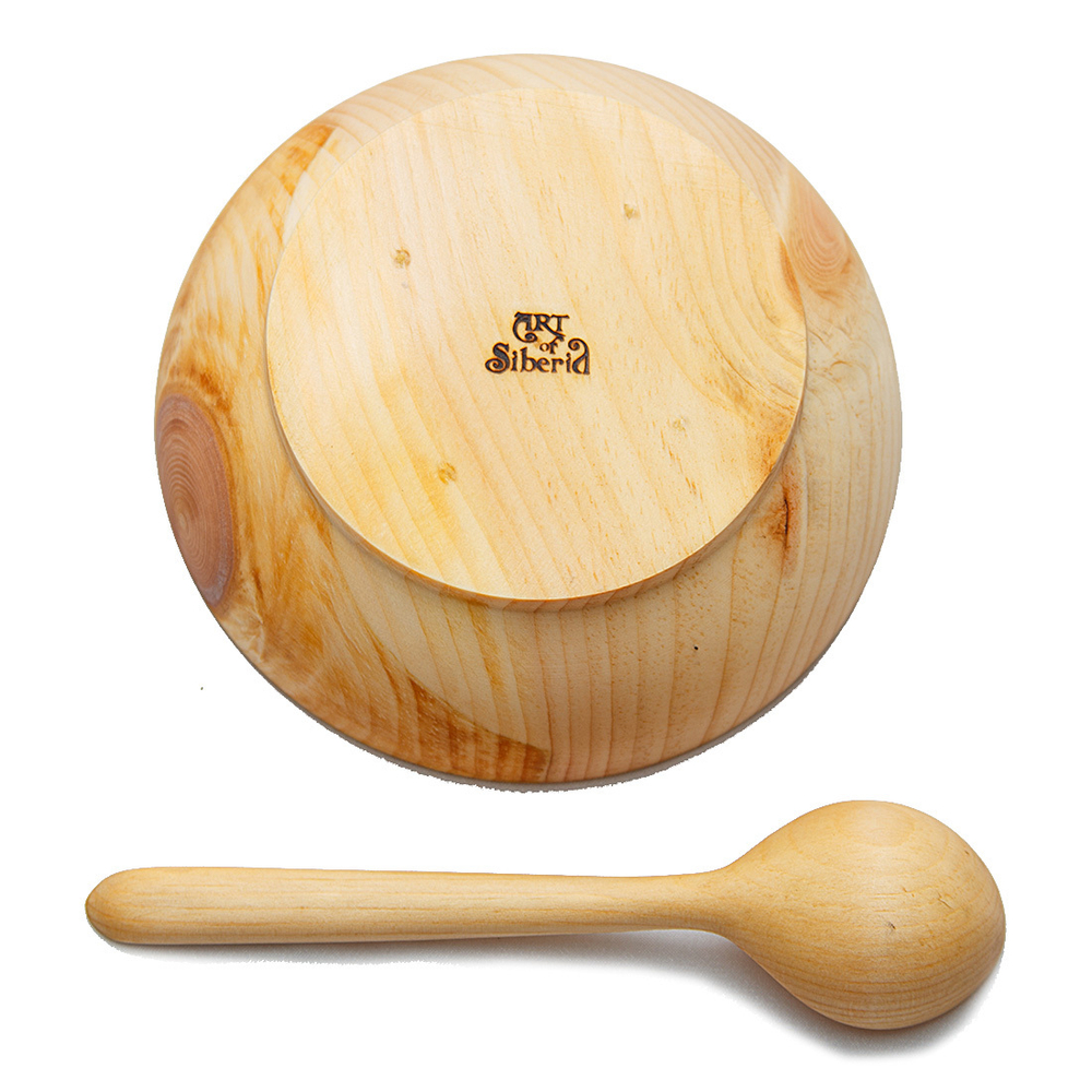 Деревянный набор-пара Art of Siberia из древесины кедра тарелка и ложка TN23