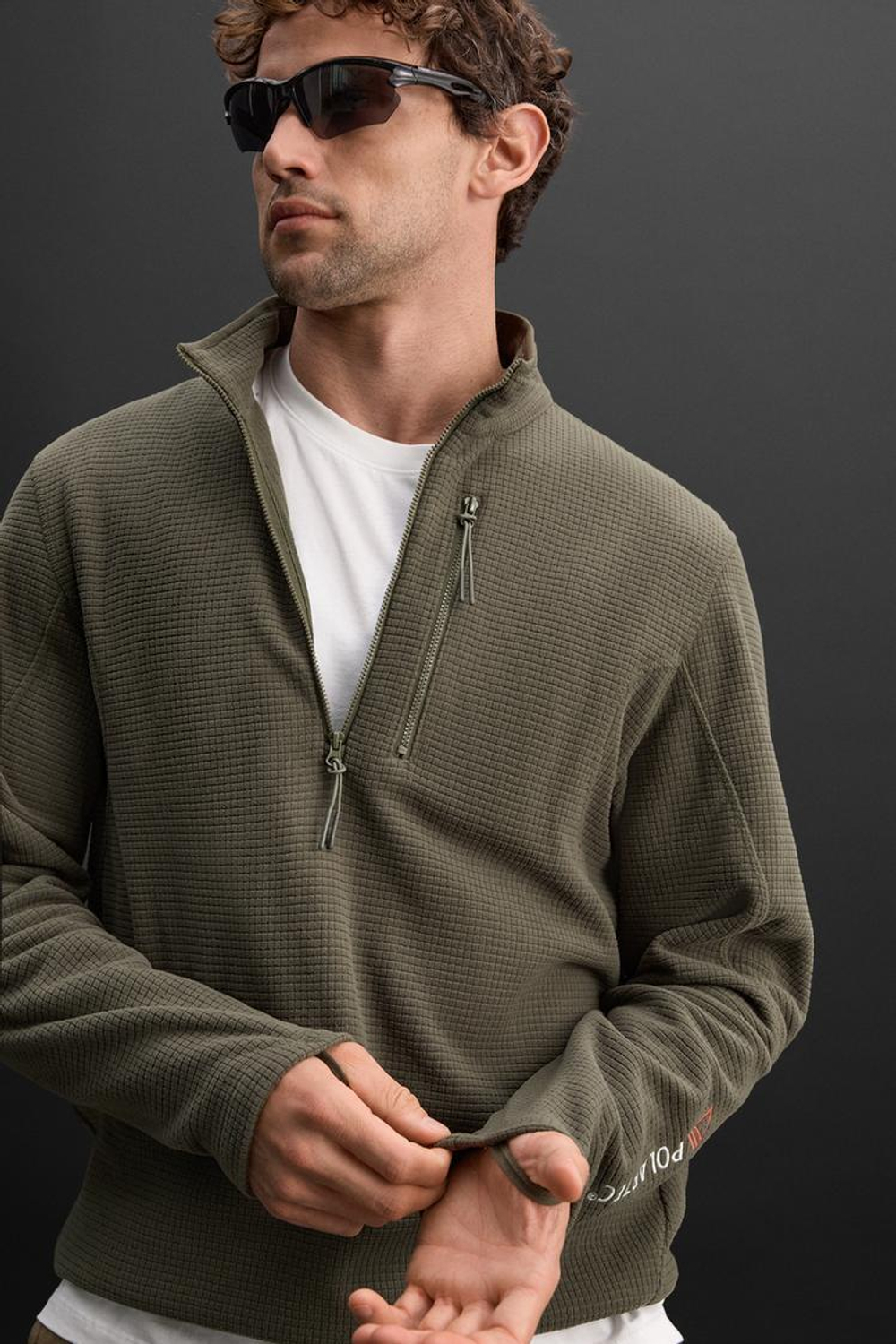 ZARA ТОЛСТОВКА POLARTEC © С ЗАСТЕЖКОЙ-МОЛНИЕЙ, ЗЕЛЕНЫЙ