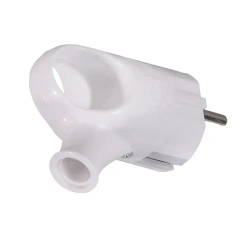 Вилка электрическая прямая угловая с ушком белая 16А 250В, Вихрь