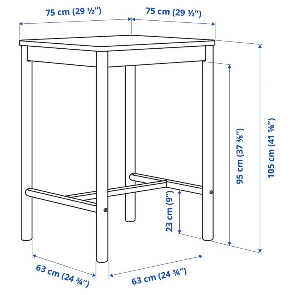 Барный стол - IKEA RÖNNINGE/RОNNINGE /РЁННИНГЕ ИКЕА , 75х75х105 см, береза
