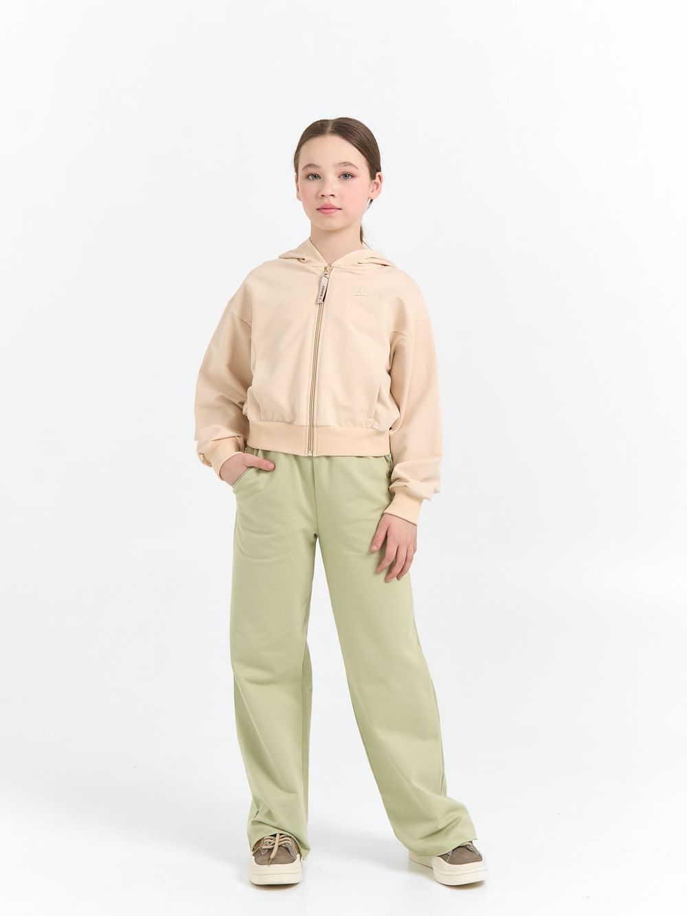 Брюки палаццо облегченные "Шалфей" 7+