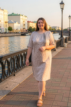 Трикотажное платье 2884ЛП, бежевый #95Б052884ЛП