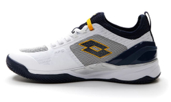 Мужские кроссовки теннисные Lotto Mirage 200 Clay - all white/navy blue/saffron