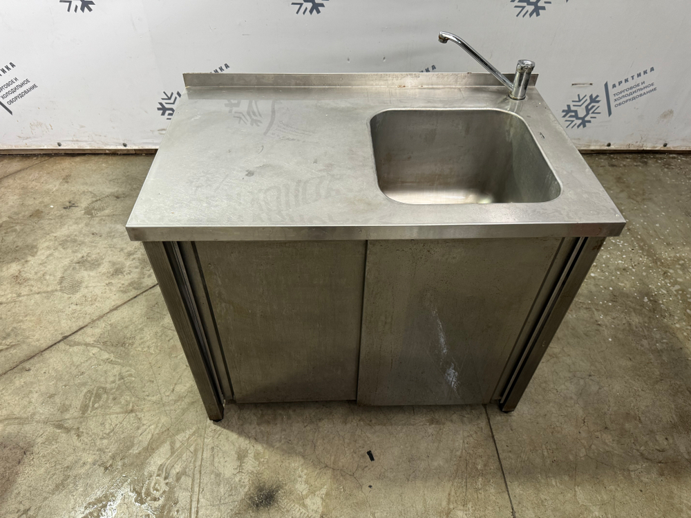Мойка односекционная 1000х600х850 из нержавеющей стали с рабочей поверхностью