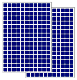Темно-синие виниловые наклейки для маркировки Policomprint М14, 10х10 мм. 352 шт.
