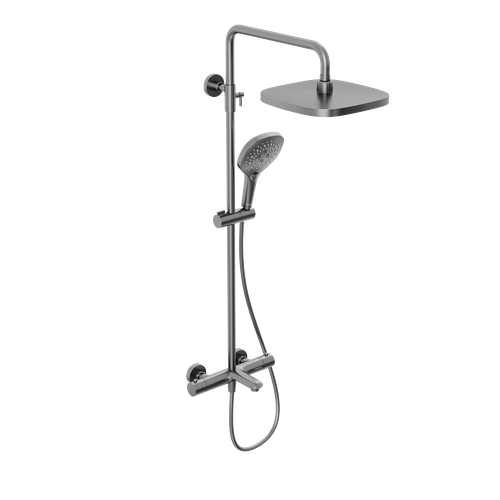 Душевая система Abelsberg Perfecta SNS61202GM с термостатом для ванны и душа, космическая сталь