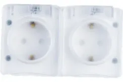 Розетка Systeme Electric ATLASDESIGN PROFI IP54 с заземлением двойная с крышкой накладная белая 37020