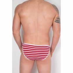 Мужские трусы слипы белые в красную полоску сзади Cosmos Colors FM20_WR