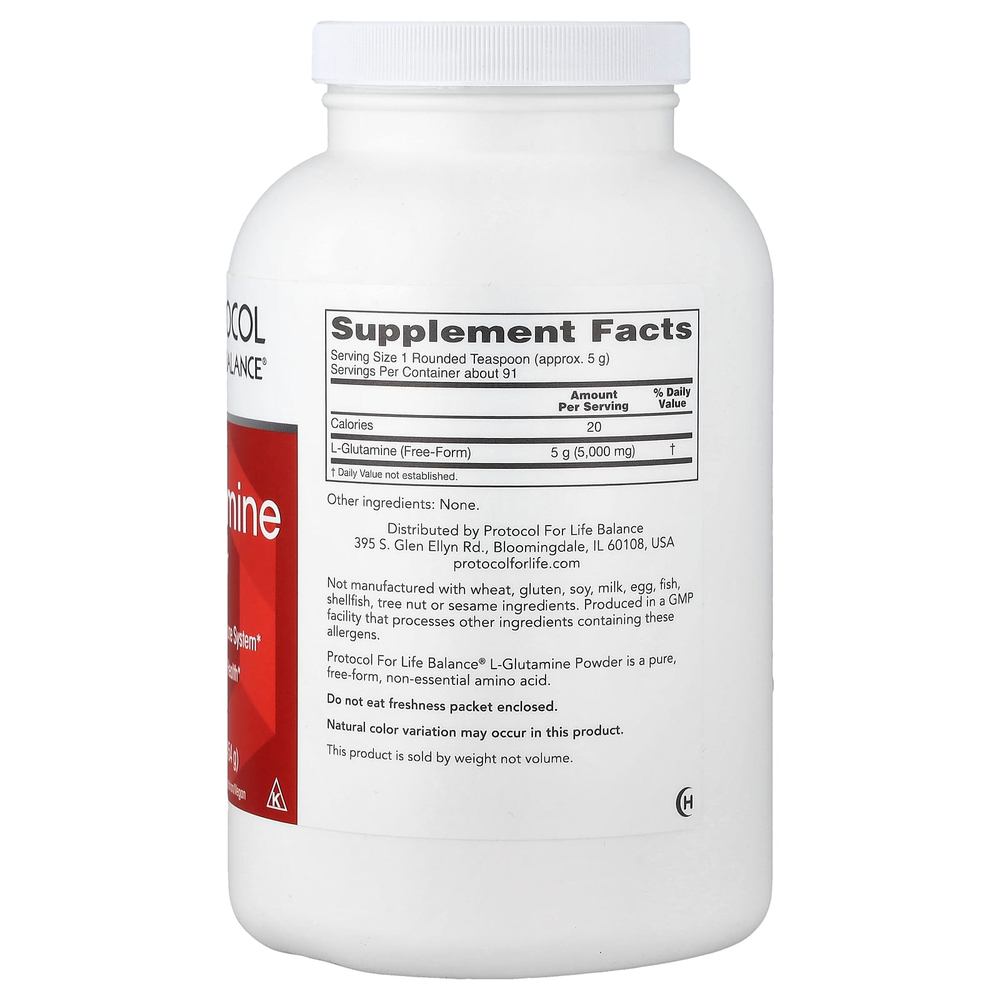 Protocol for Life Balance, Чистый L-глютамин в порошке, 454 г (1 фунт)