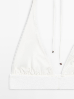 Massimo Dutti Топ бикини из рельефной ткани с треугольными чашками, белый