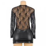 Кожаное платье с кружевной отделкой Ohyeah Sexy lace +стринги, XL