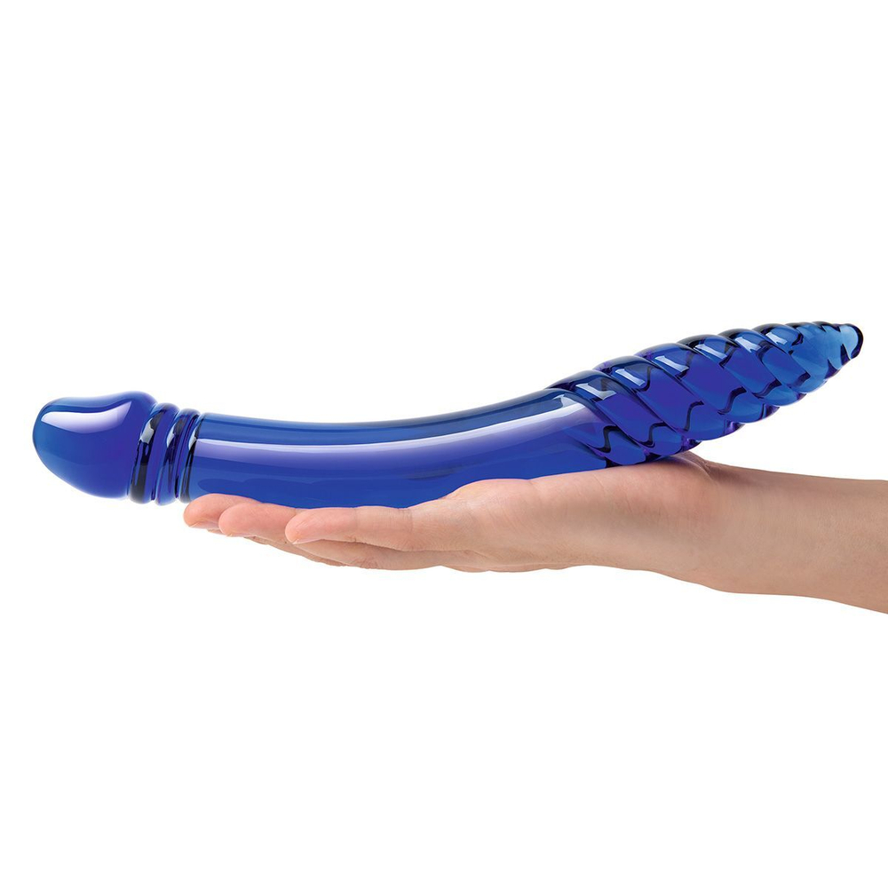 Синий двусторонний стеклянный стимулятор 11’’ Double-sided Glass Dildo For G-Spot P-Spot Stimulation - 28 см. (Цвет: синий)