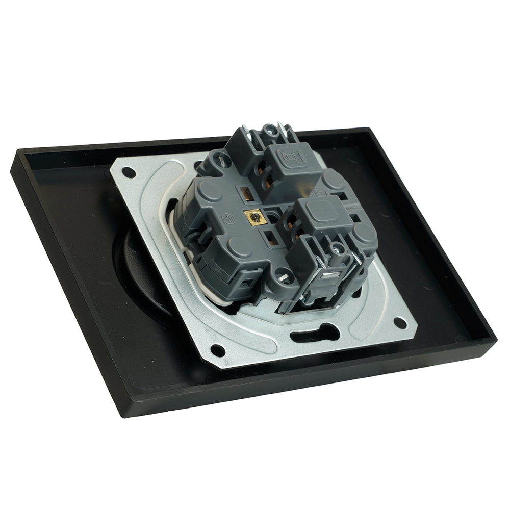 Розетка 2-местная с защитной шторкой, STEKKER, б/з, 250В, 16А, серия Эмили, RST16-5116-05, черный уголь, soft touch 49851