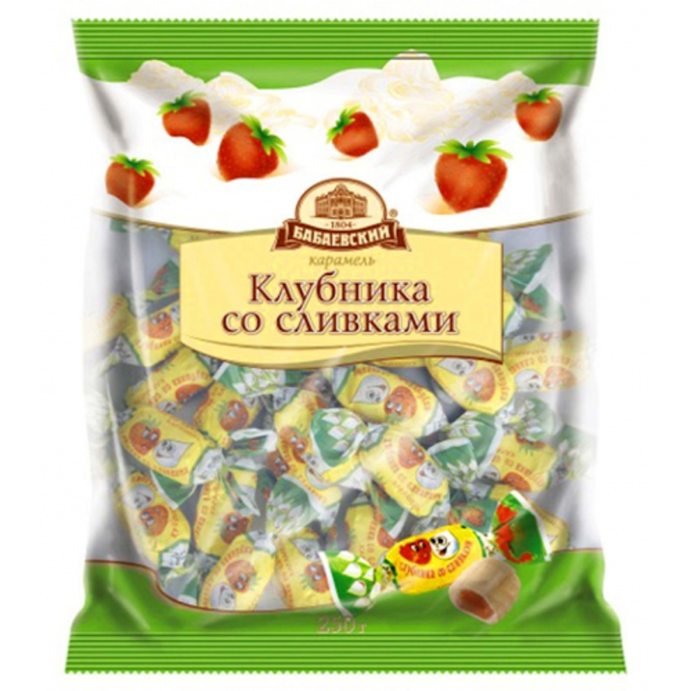 Карамель Клубника со сливками, Бабаевский, 250 гр