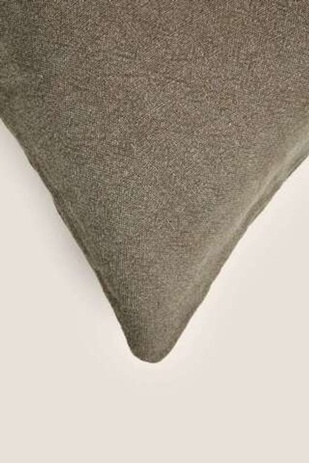 ZARA HOME ЛЬНЯНОЙ ЧЕХОЛ ДЛЯ ДЕКОРАТИВНОЙ ПОДУШКИ XXL, ХАКИ