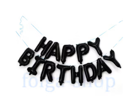 Набор шаров (17''/43 см) "Happy Birthday" Черный