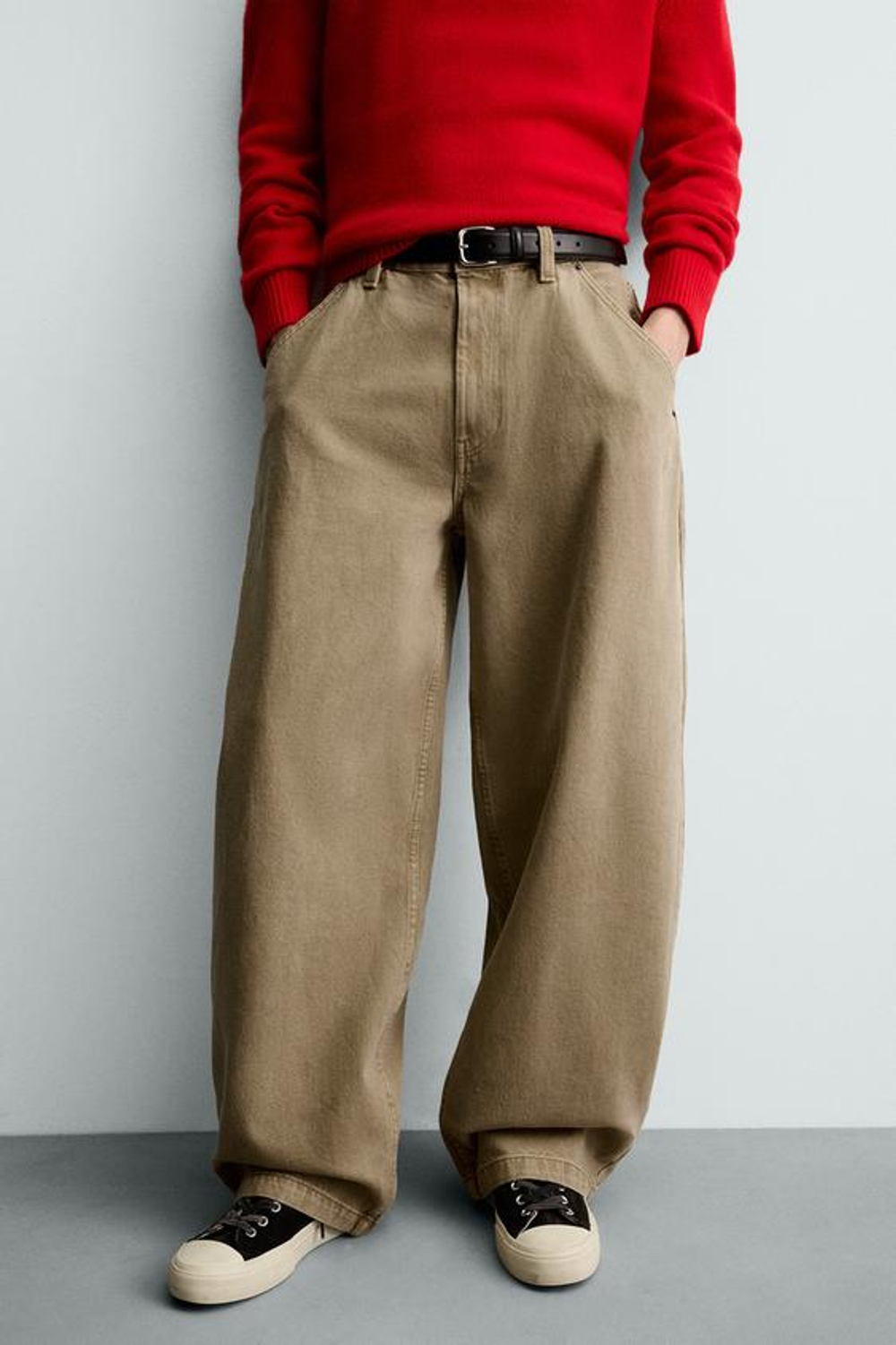 ZARA ДЖИНСЫ BALLOON FIT, ПЕСОЧНЫЙ