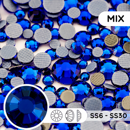 Набор страз горячей фиксации “Sapphire” (микс размеров SS6–SS30)