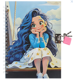 Блокнот 13*18 см 48л на спирали с замком "Девочка с синими волосами" (Darvish)