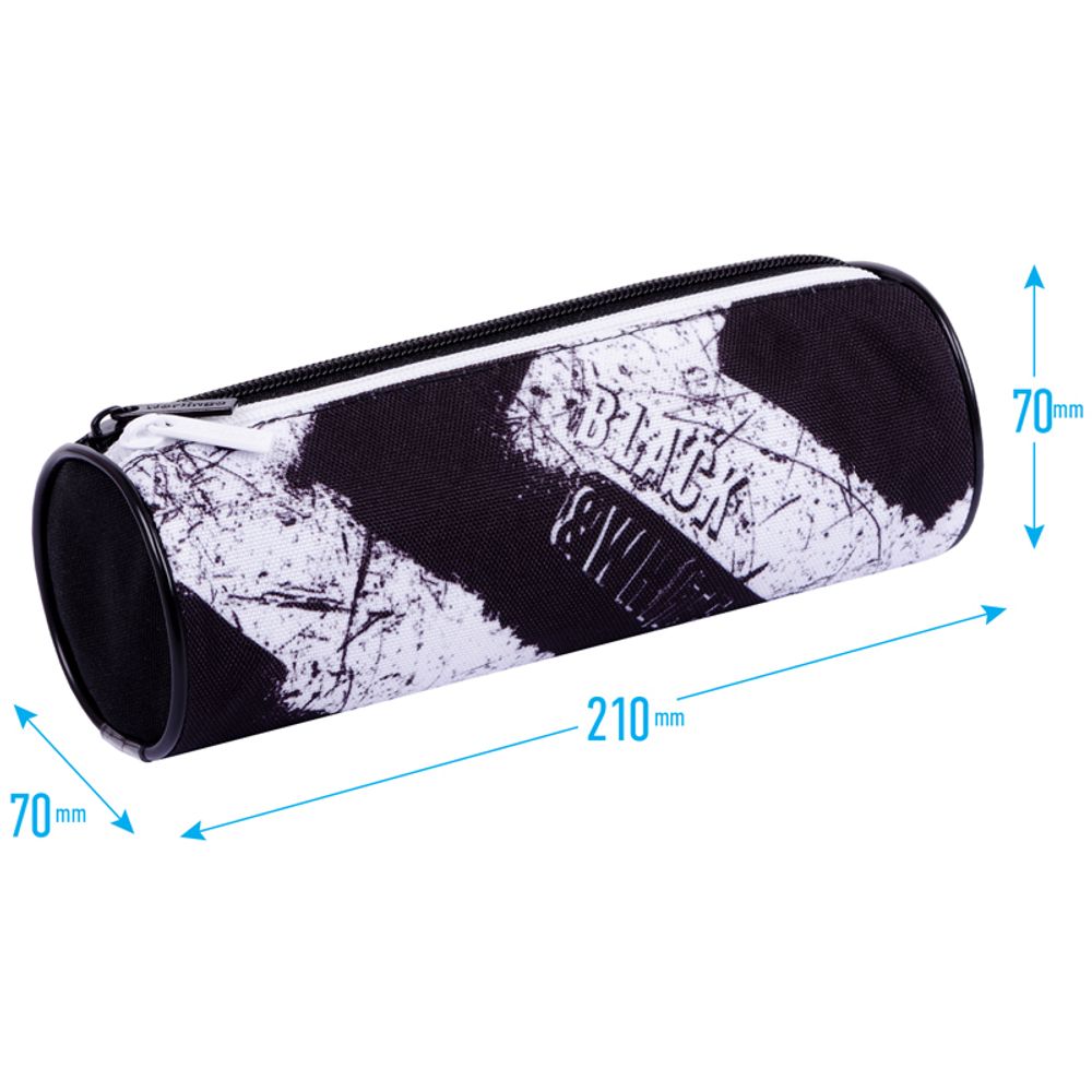 Пенал мягкий тубус 2 отделения 210х70 Berlingo Black white, полиэстер