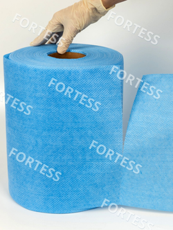 Нетканый протирочный материал FORTESS, Артикул W80BR, повышенной прочности в рулоне 99 м, синего цвета