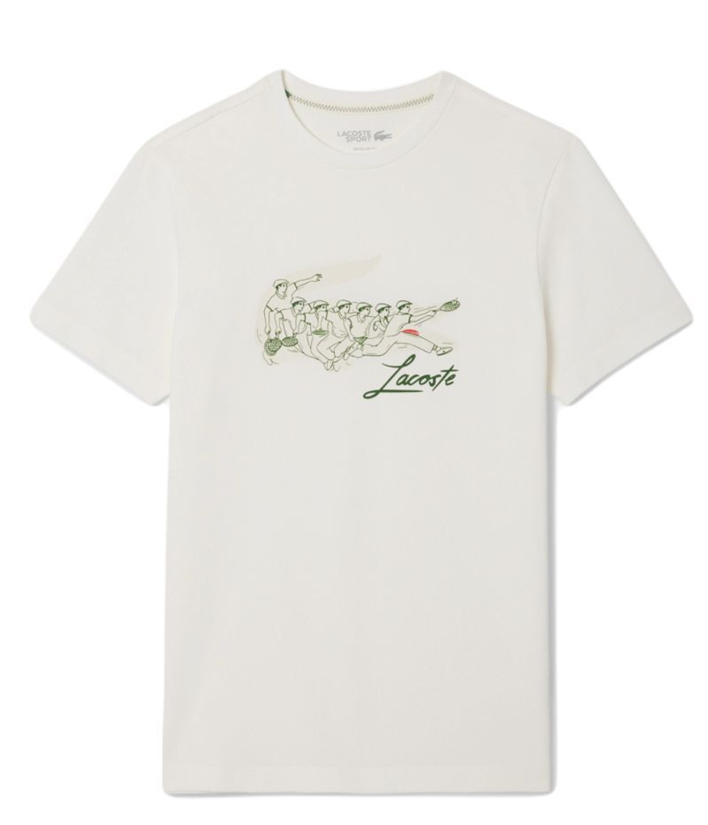 Мужская теннисная футболка Lacoste Tennis Heritage Print - белый