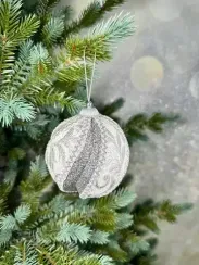 Винтажный шар Аллегро 10 см., серебро, 1 шт., Christmas DeLuxe (86591)