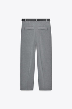 ZARA БРЮКИ С РЕМНЕМ, СЕРЫЙ