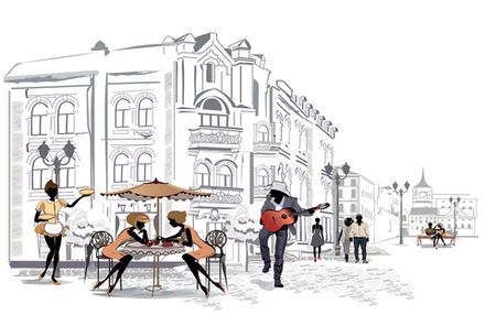 Фотообои Кафе на площади (Ширина 4,15 м)