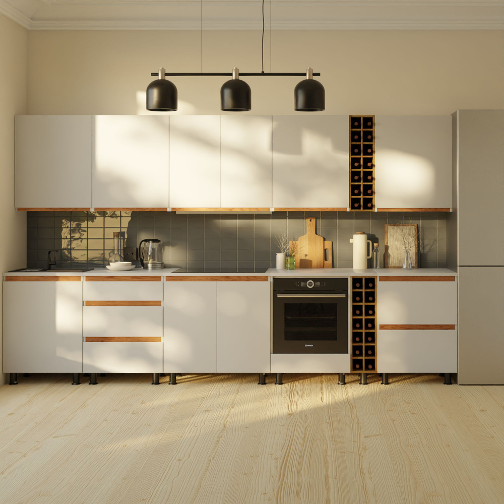 Кухонный напольный модуль для бутылок 20х60х85 Валенсия из массива дуба со столешницей, винный шкаф на ножках