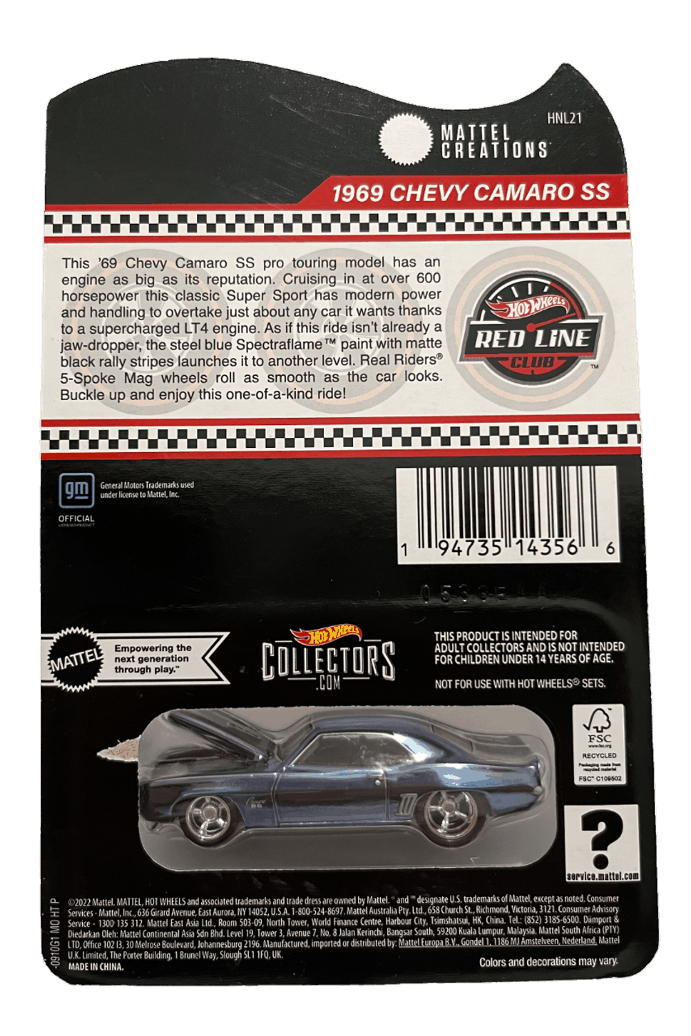 Hot Wheels RLC Exclusive 1969 Chevy Camaro SS (2023)