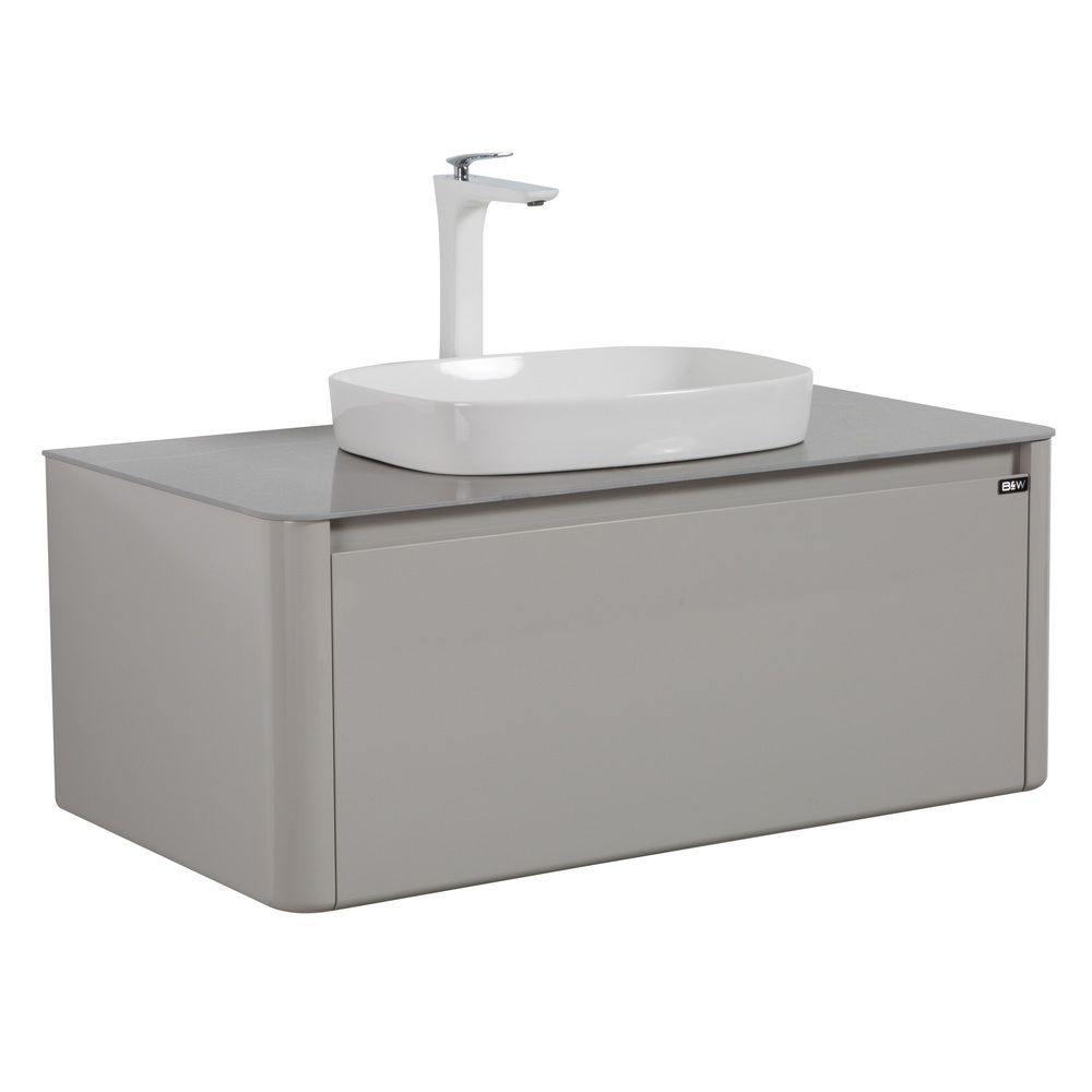 Тумба с раковиной Black&White Universe 100 см U915.1000 glossy light grey