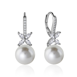 Серьги цветок с жемчужиной