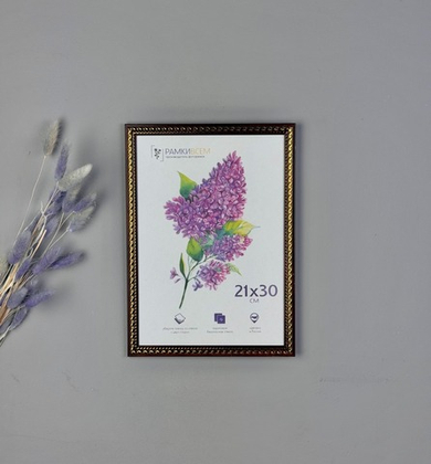 Фоторамка пластиковая 21х30 см, темно-коричневый, фактура орнамент, арт. 2130.144277