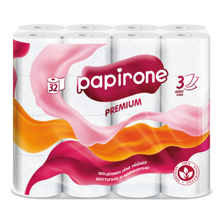 Туалетная бумага Papirone 3 слоя 32 шт