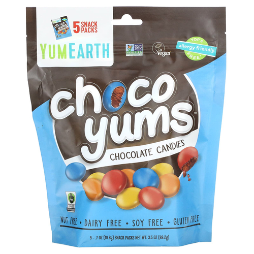 YumEarth, Choco Yums, шоколадные конфеты, 5 пакетиков по 19,8 г (0,7 унции)
